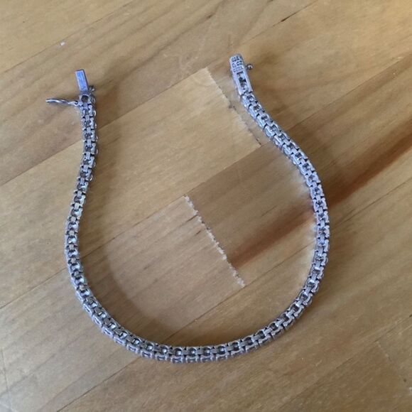 STERLING SILVER 925 WHITE ZIRCON WOMAN BRACELET - Picture 5 of 7